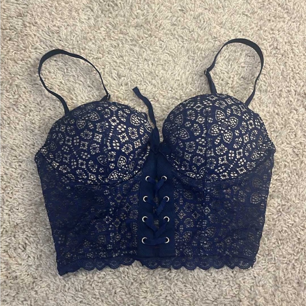 Victoria's Secret Midnight Blue Lace Bustier Corset